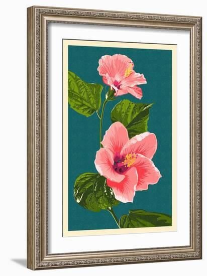 Pink Hibiscus-Lantern Press-Framed Art Print