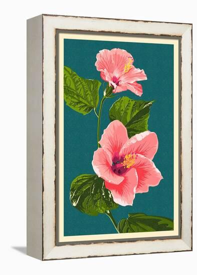 Pink Hibiscus-Lantern Press-Framed Stretched Canvas