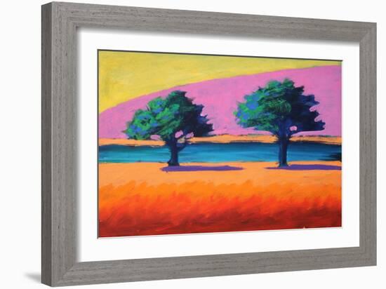 Pink Hill Yellow Sky, 2021 (acrylic on board)-Paul Powis-Framed Giclee Print