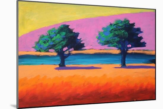 Pink Hill Yellow Sky, 2021 (acrylic on board)-Paul Powis-Mounted Giclee Print