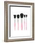 Pink Makeup Brushes-Peach & Gold-Framed Art Print