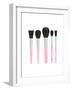 Pink Makeup Brushes-Peach & Gold-Framed Art Print
