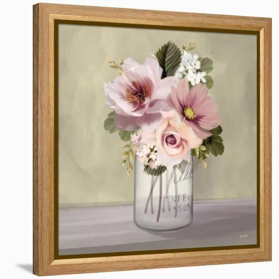 Pink Mason Jar Floral-House Fenway-Framed Stretched Canvas