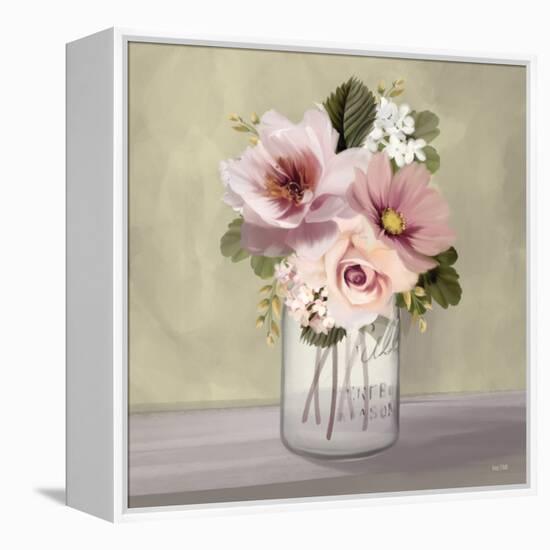 Pink Mason Jar Floral-House Fenway-Framed Stretched Canvas