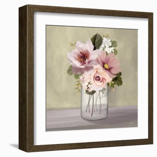 Pink Mason Jar Floral-House Fenway-Framed Art Print