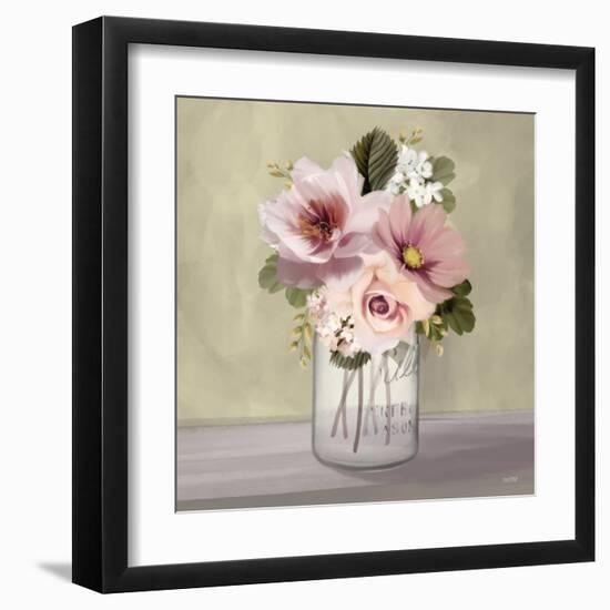 Pink Mason Jar Floral-House Fenway-Framed Art Print