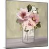 Pink Mason Jar Floral-House Fenway-Mounted Art Print