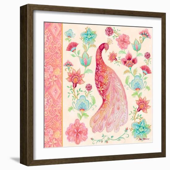 Pink Medallion Peacock I-Janice Gaynor-Framed Art Print