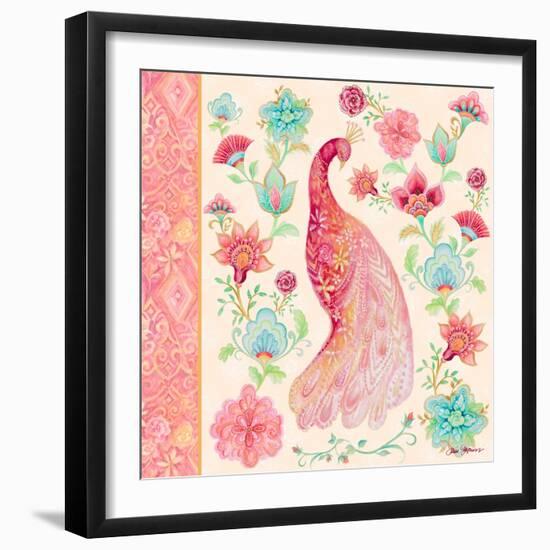 Pink Medallion Peacock I-Janice Gaynor-Framed Art Print