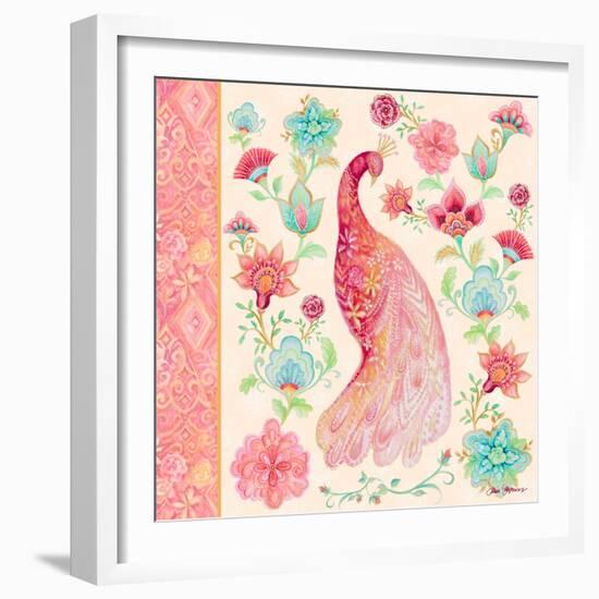Pink Medallion Peacock I-Janice Gaynor-Framed Art Print