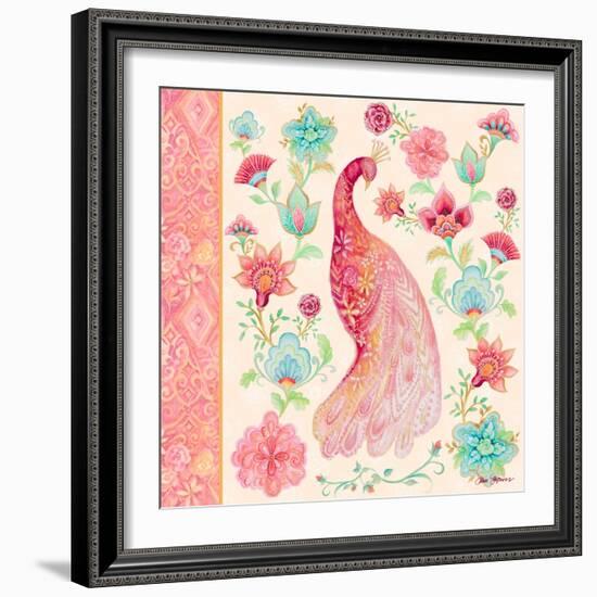 Pink Medallion Peacock I-Janice Gaynor-Framed Art Print