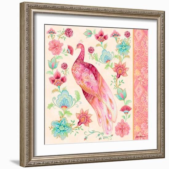 Pink Medallion Peacock II-Janice Gaynor-Framed Art Print