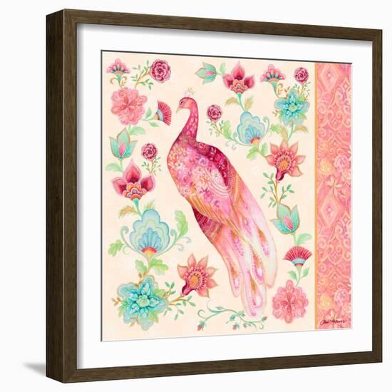 Pink Medallion Peacock II-Janice Gaynor-Framed Art Print