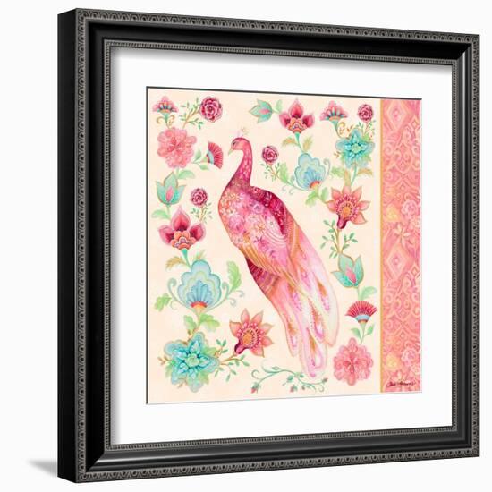 Pink Medallion Peacock II-Janice Gaynor-Framed Art Print