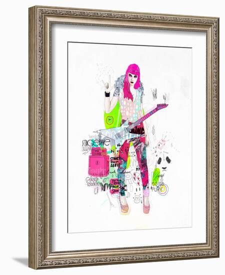 Pink Metal Noise-Mydeadpony-Framed Art Print