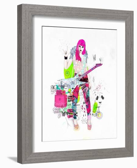 Pink Metal Noise-Mydeadpony-Framed Art Print