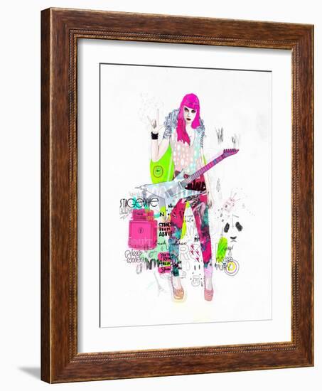 Pink Metal Noise-Mydeadpony-Framed Art Print