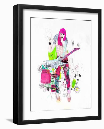 Pink Metal Noise-Mydeadpony-Framed Art Print