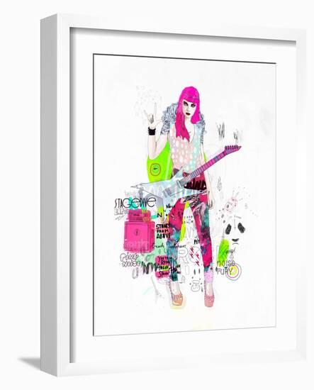 Pink Metal Noise-Mydeadpony-Framed Art Print