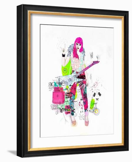 Pink Metal Noise-Mydeadpony-Framed Art Print