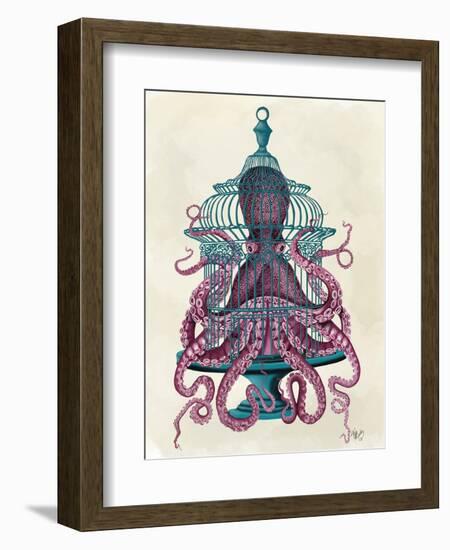 Pink Octopus in Cage-Fab Funky-Framed Premium Giclee Print