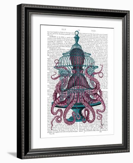 Pink Octopus in Cage-Fab Funky-Framed Art Print