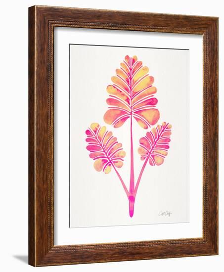 Pink Palm Leaf Trifecta-Cat Coquillette-Framed Giclee Print