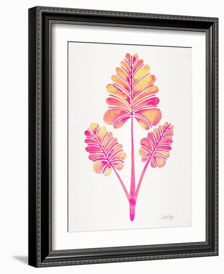 Pink Palm Leaf Trifecta-Cat Coquillette-Framed Giclee Print