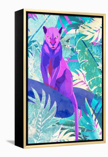 Pink Panther in the neon jungle-Sarah Manovski-Framed Premier Image Canvas
