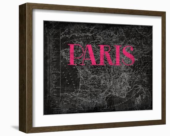 Pink Paris Map-Jace Grey-Framed Art Print