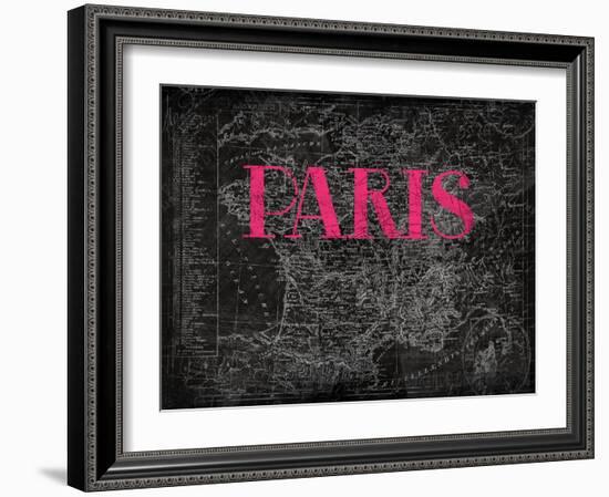 Pink Paris Map-Jace Grey-Framed Art Print