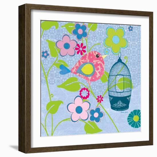 Pink Patterned Bird-Sandra Smith-Framed Art Print