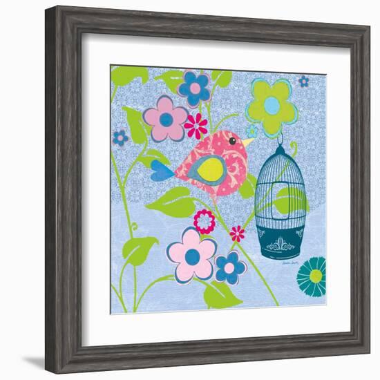 Pink Patterned Bird-Sandra Smith-Framed Art Print