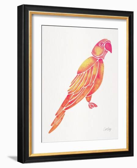 Pink Perched Parrot-Cat Coquillette-Framed Art Print