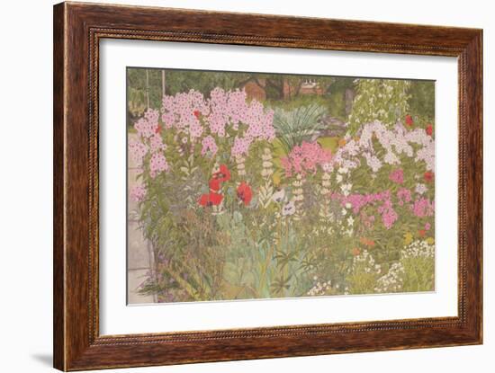 Pink Phlox in the Herbaceous Border-Linda Benton-Framed Giclee Print