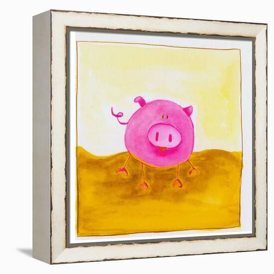 Pink Pig with Corkscrew Tail-null-Framed Premier Image Canvas