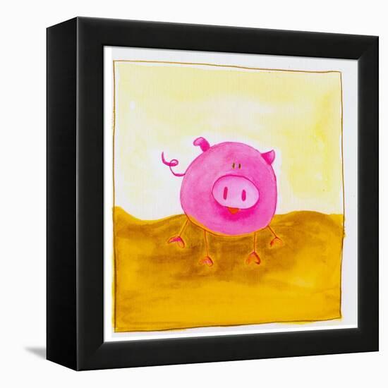 Pink Pig with Corkscrew Tail-null-Framed Premier Image Canvas