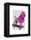 Pink Poodle and Skateboard-Fab Funky-Framed Stretched Canvas