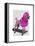 Pink Poodle and Skateboard-Fab Funky-Framed Stretched Canvas