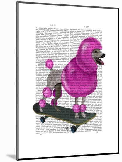 Pink Poodle and Skateboard-Fab Funky-Mounted Art Print