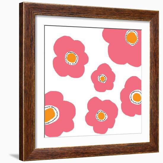 Pink Pop Flowers-Jan Weiss-Framed Art Print