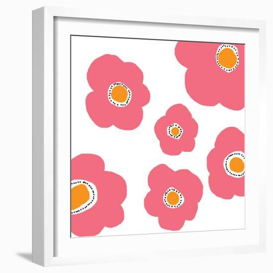 Pink Pop Flowers-Jan Weiss-Framed Art Print