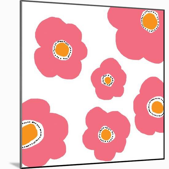 Pink Pop Flowers-Jan Weiss-Mounted Art Print