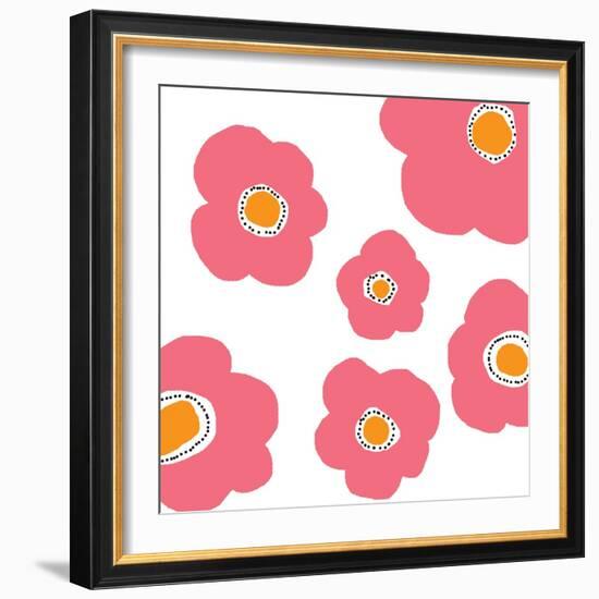 Pink Pop Flowers-Jan Weiss-Framed Art Print