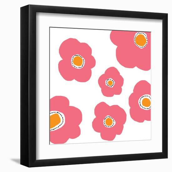 Pink Pop Flowers-Jan Weiss-Framed Art Print