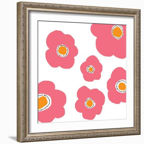 Pink Pop Flowers-Jan Weiss-Framed Premium Giclee Print