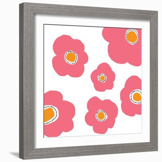 Pink Pop Flowers-Jan Weiss-Framed Premium Giclee Print