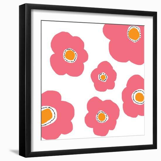 Pink Pop Flowers-Jan Weiss-Framed Premium Giclee Print