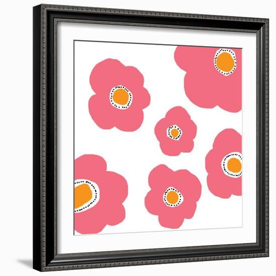 Pink Pop Flowers-Jan Weiss-Framed Premium Giclee Print