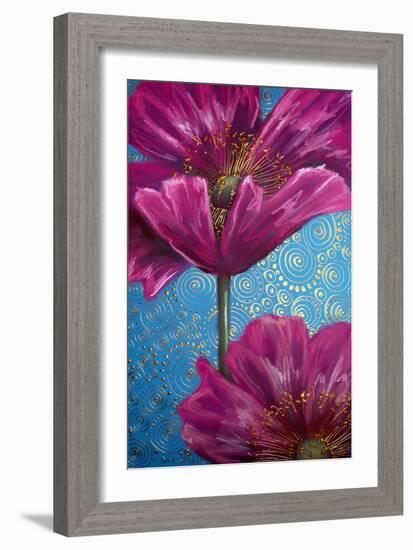 Pink Poppies on Blue-Cherie Roe Dirksen-Framed Giclee Print